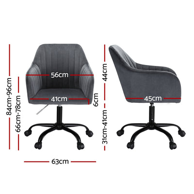 Artiss Office Chair Velvet Seat Dark Grey-1