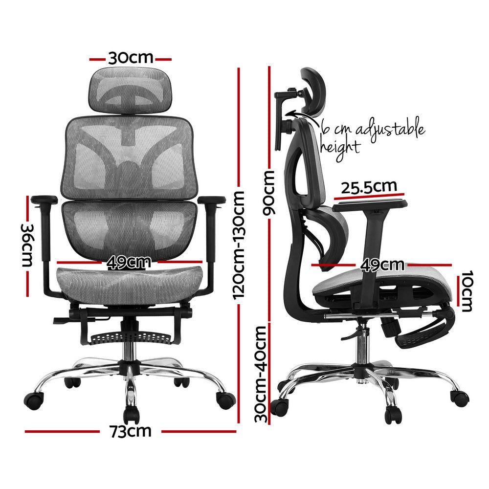 Artiss Ergonomic Office Chair Footrest Grey-1