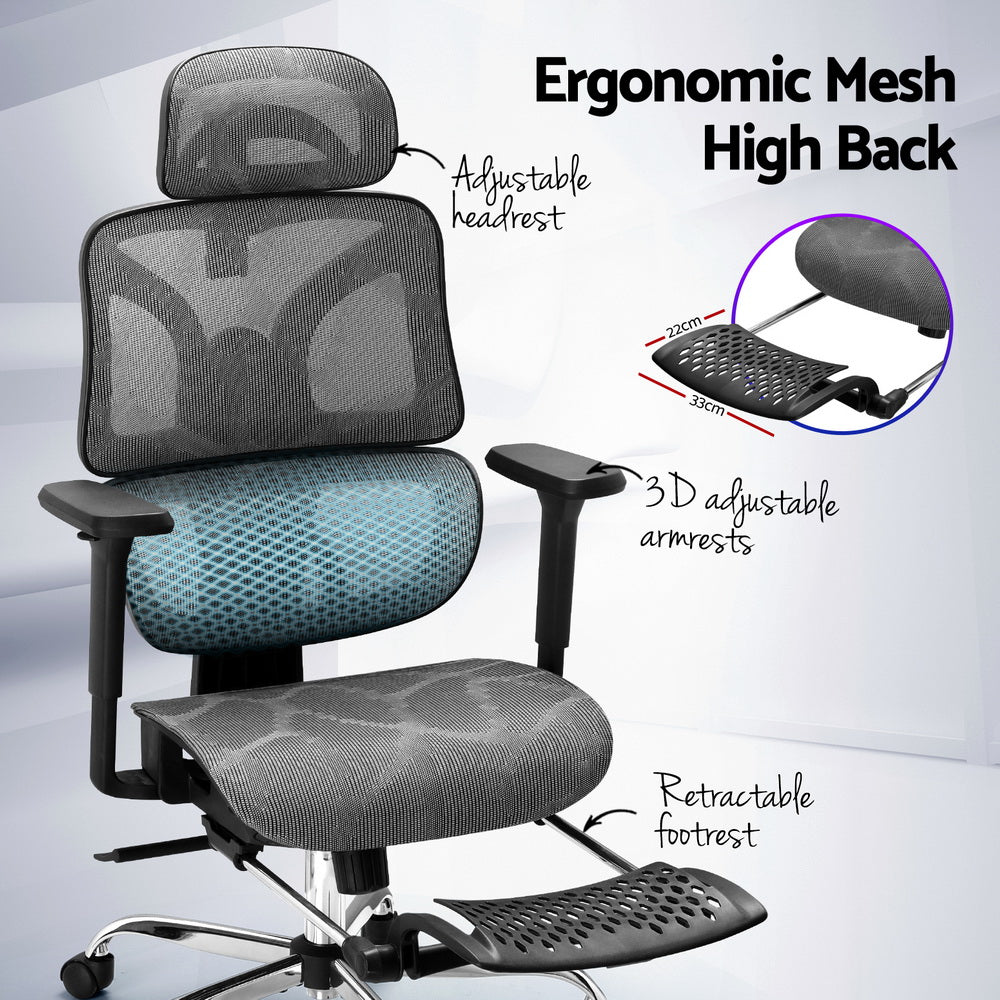 Artiss Ergonomic Office Chair Footrest Grey-3