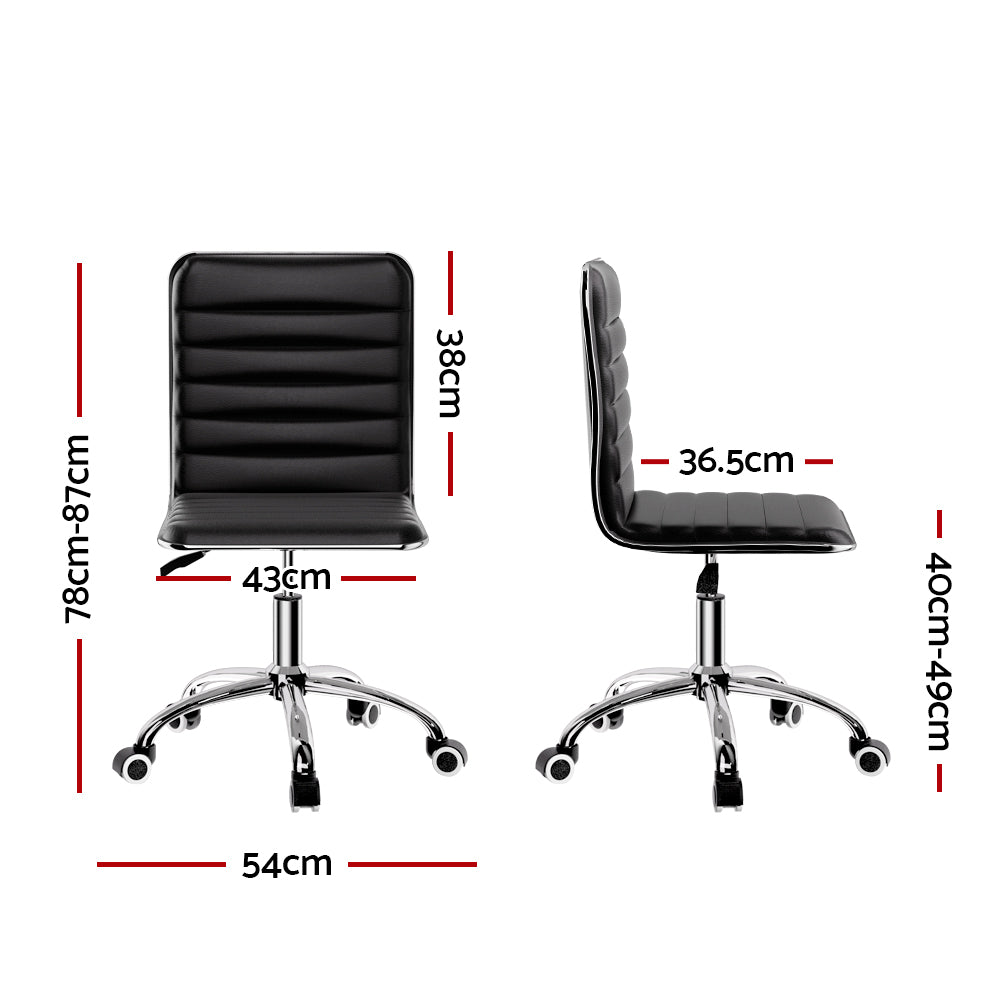 Artiss Office Chair Conference Chairs PU Leather Low Back Black-1