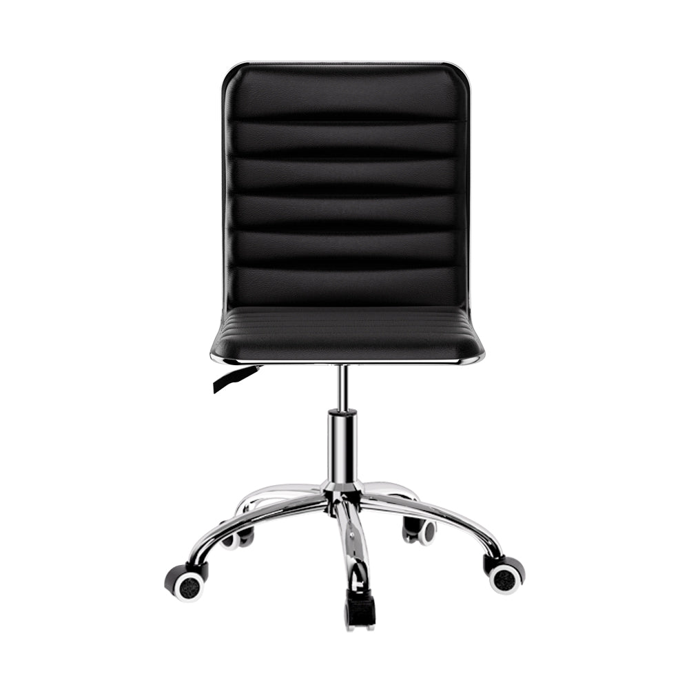 Artiss Office Chair Conference Chairs PU Leather Low Back Black-2