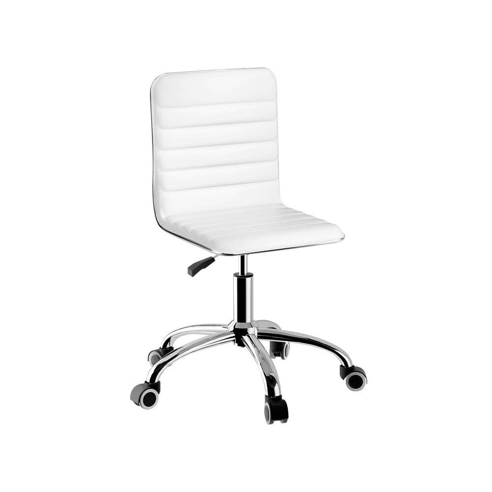 Artiss Office Chair Conference Chairs PU Leather Low Back White-0