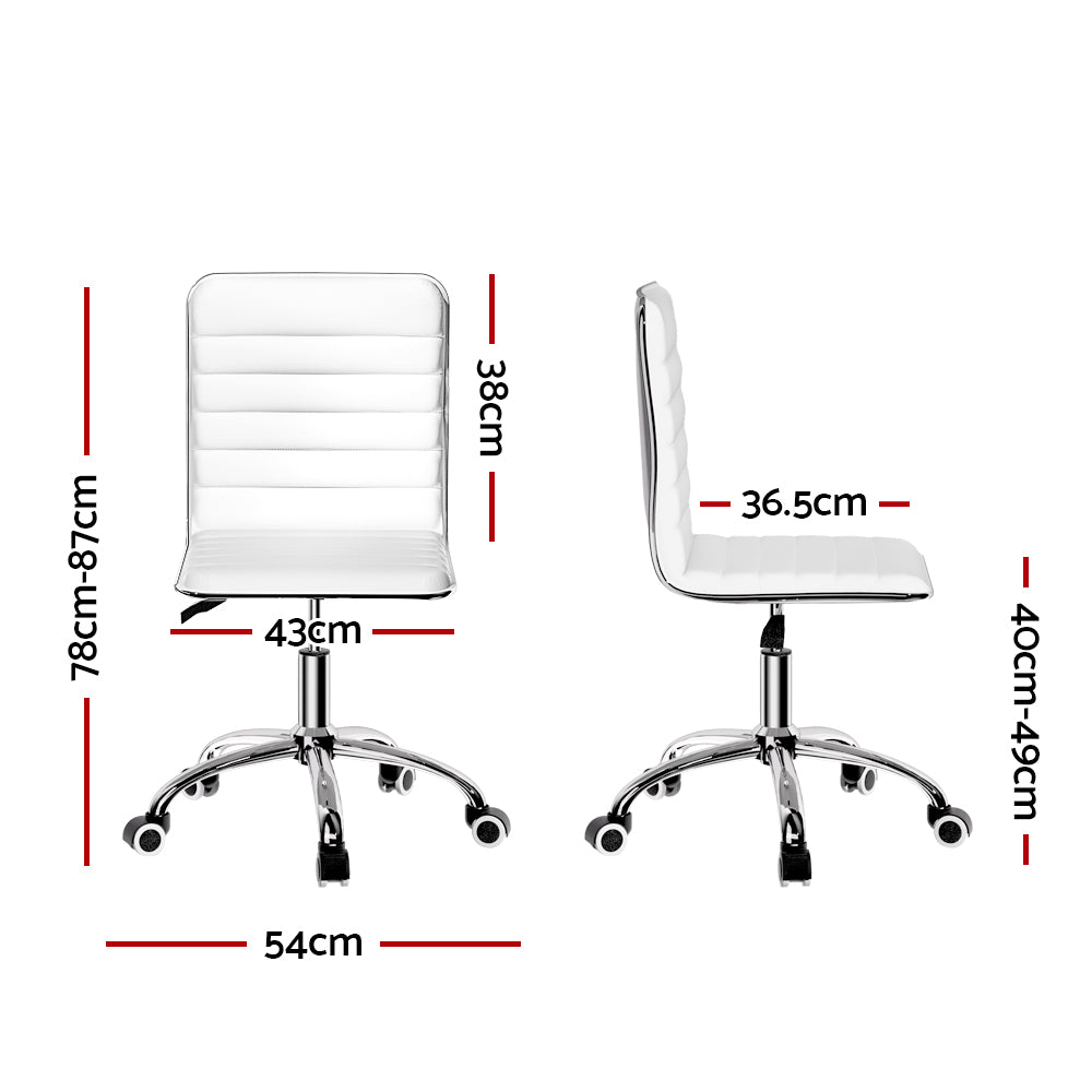 Artiss Office Chair Conference Chairs PU Leather Low Back White-1