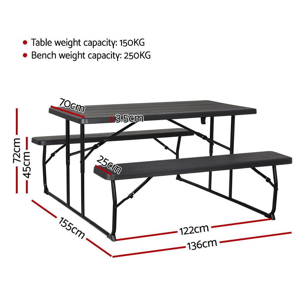 Gardeon 3 PCS Outdoor Furniture Dining Set Lounge Setting Patio HDPE Bench-1