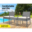 Gardeon 3PC Patio Furniture Bistro Set Wicker Outdoor Lounge Setting Grey-8