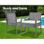 Gardeon 3PC Patio Furniture Bistro Set Wicker Outdoor Lounge Setting Grey-9