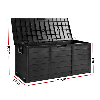 Gardeon Outdoor Storage Box 290L Lockable Organiser Garden Deck Shed All Black-1