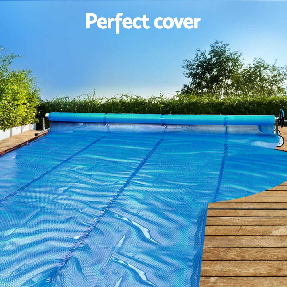 Aquabuddy Pool Cover 11x6.2m 400 Micron Silver Swimming Pool Solar Blanket 6.55m Roller-3