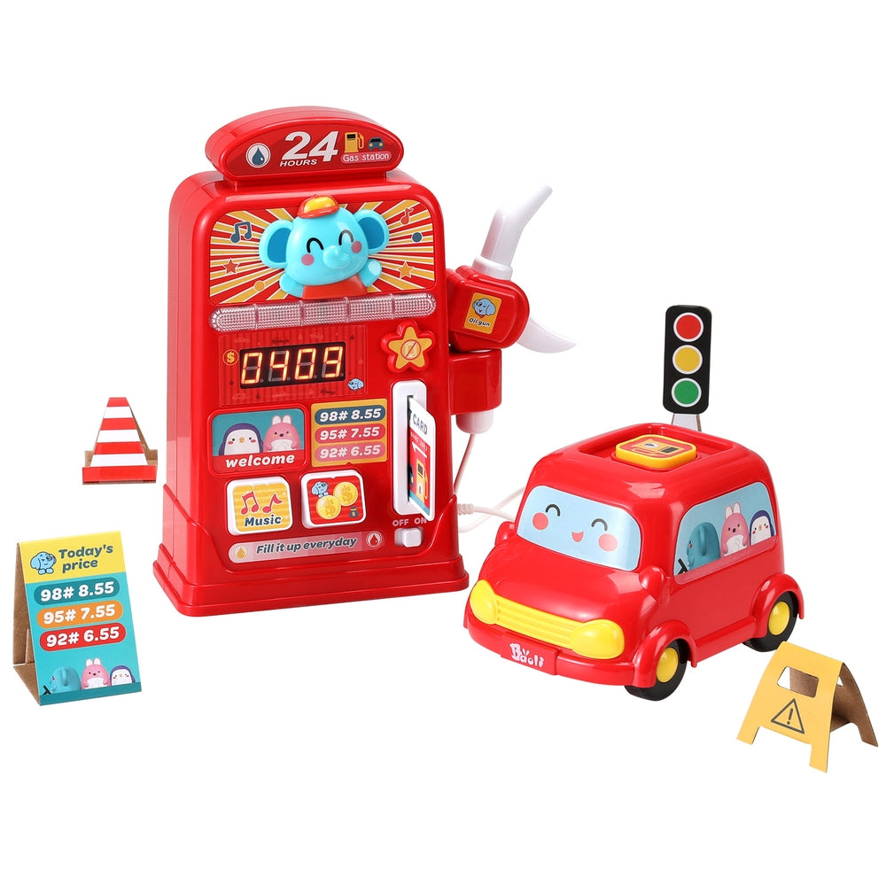 Keezi Kids Gas Petrol Station Pumper Pretend Play Toys Car Music Card Playset-0