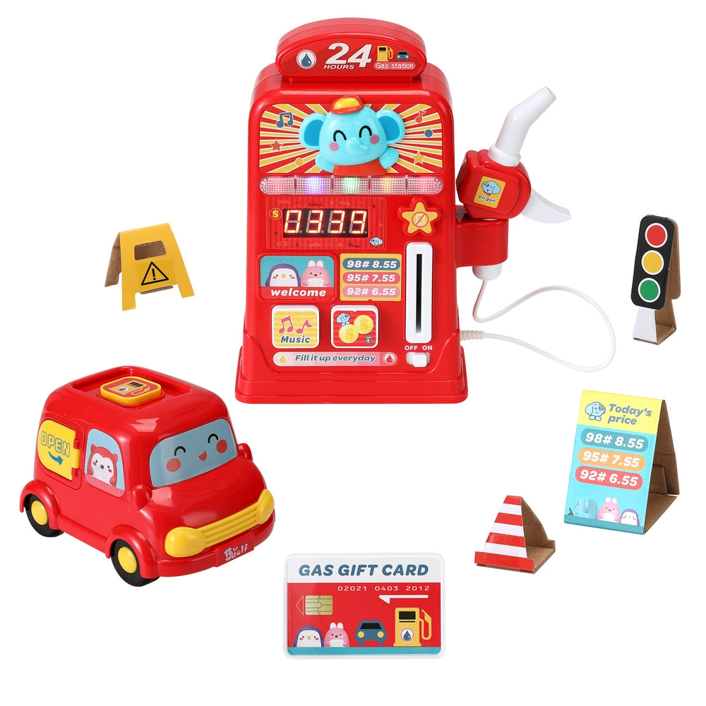 Keezi Kids Gas Petrol Station Pumper Pretend Play Toys Car Music Card Playset-2