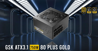 Antec GSK750 80+ Gold Fully Modular ATX 3.1, PCI-E 5.1 latest High Quality Japanese Capacitors, Ultimate performance and reliability, PSU-0