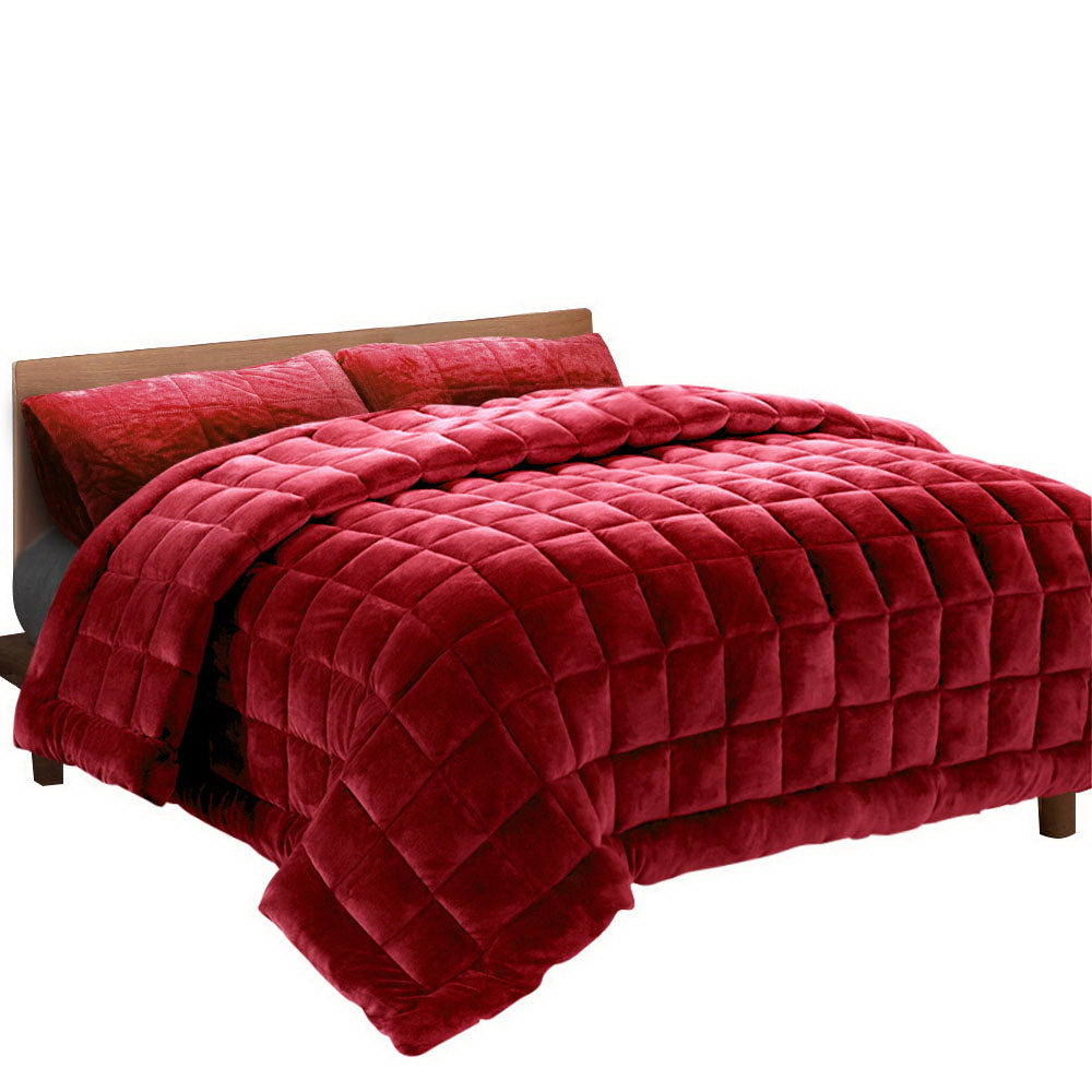 Giselle Bedding Faux Mink Quilt Burgundy Queen-0