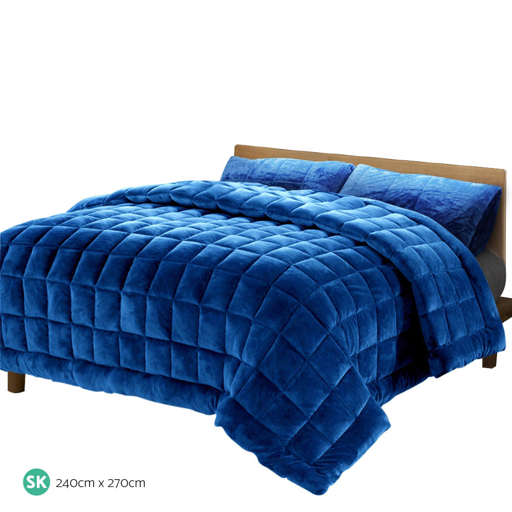 Giselle Bedding Faux Mink Quilt Blue Super King-1