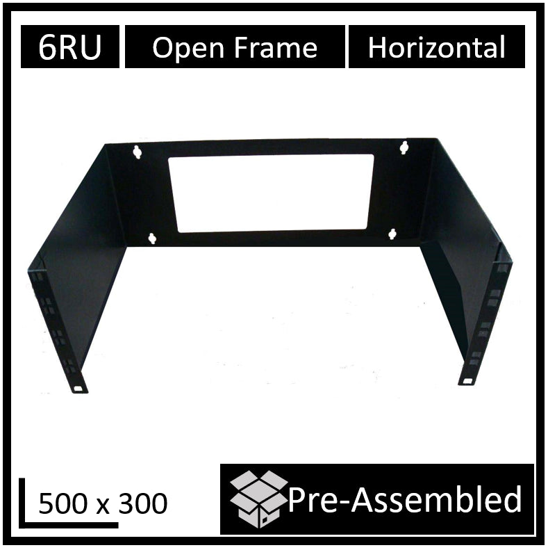 LDR Open Frame 6U Wall Mount Frame (500mm x 300mm) - Black Metal Construction-0