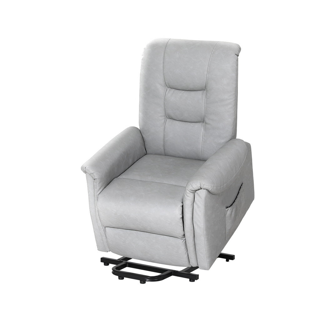 Artiss Recliner Chair Lift Assist Chair Leather Grey-0