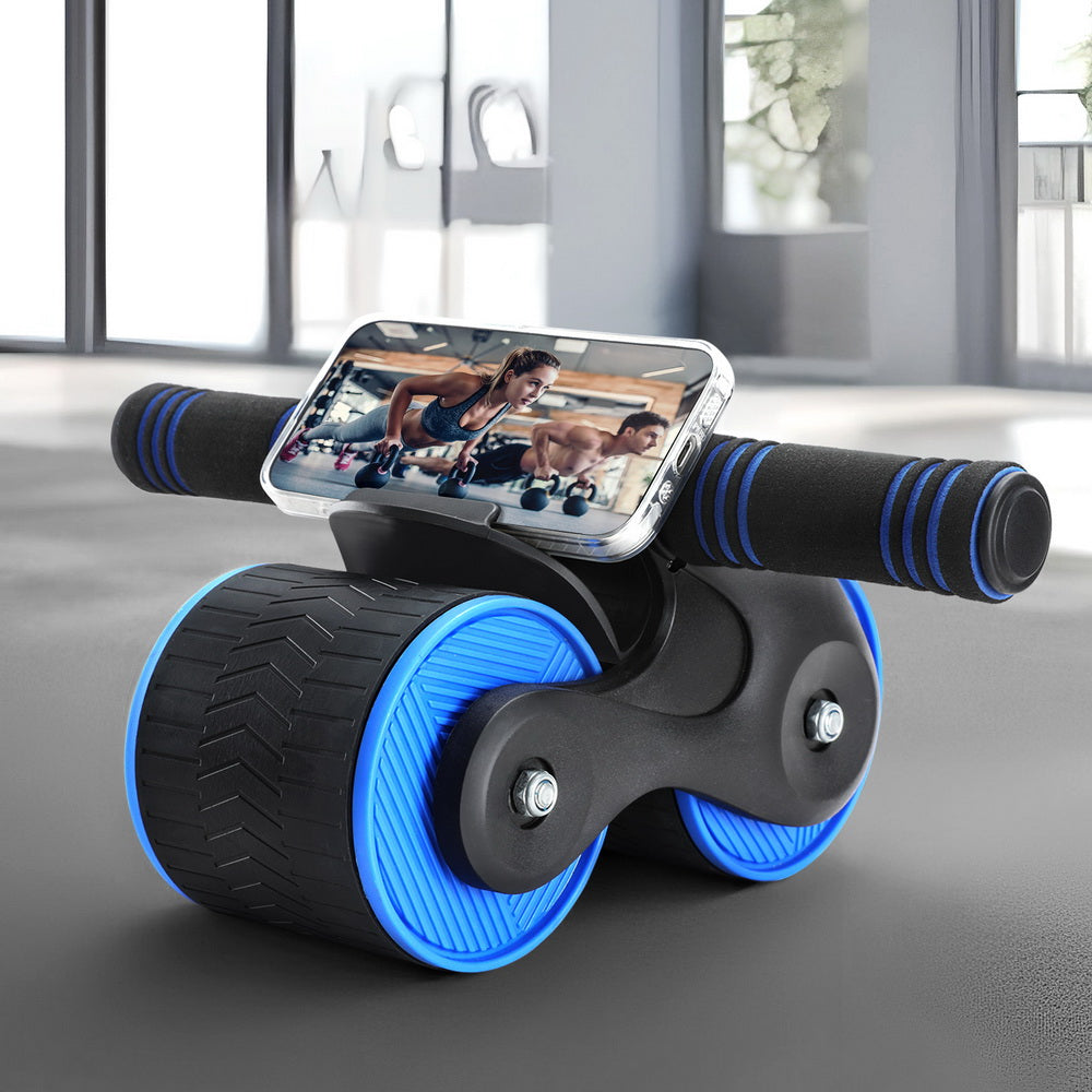 Everfit Ab Roller Automatic Rebound Abdominal Wheel Home Gym Workout Blue-4