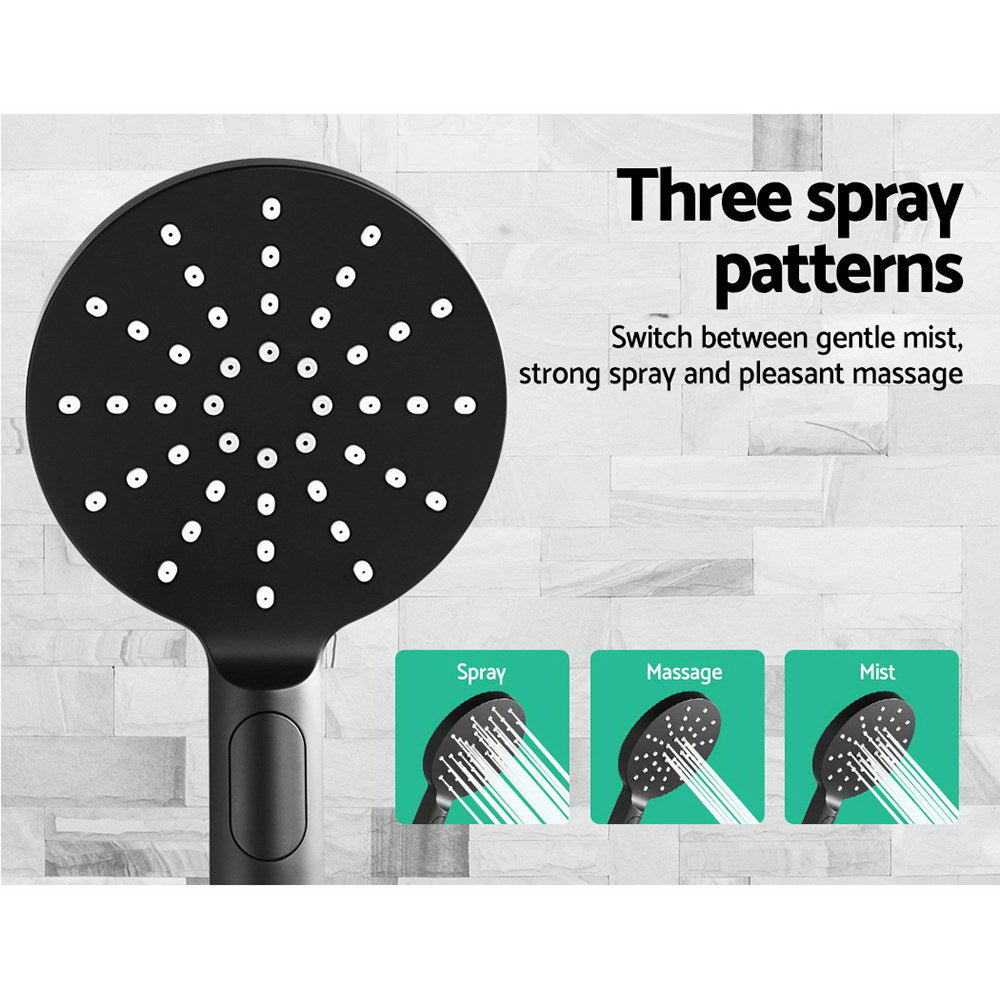 Cefito 9'' Rain Shower Head Set Handheld Round High Pressure Black-4