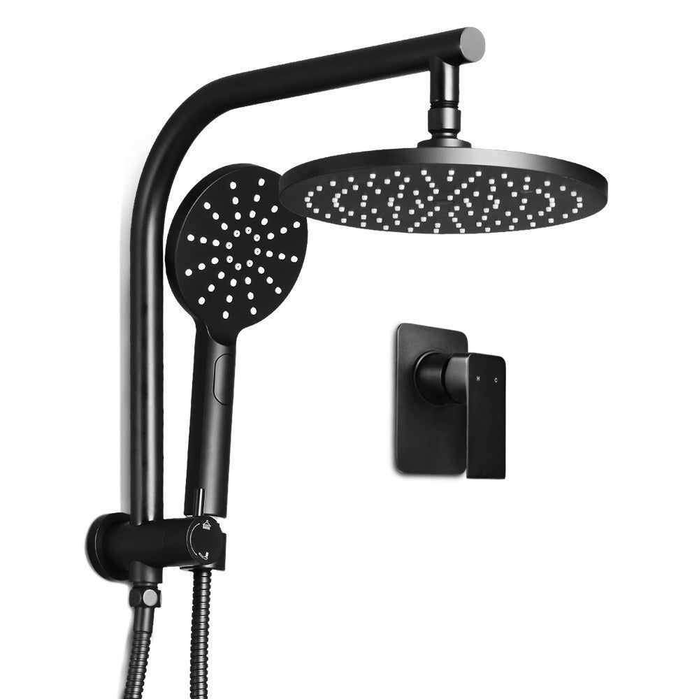 Cefito 9'' Rain Shower Head Set Handheld Round High Pressure Mixer Tap Black-0