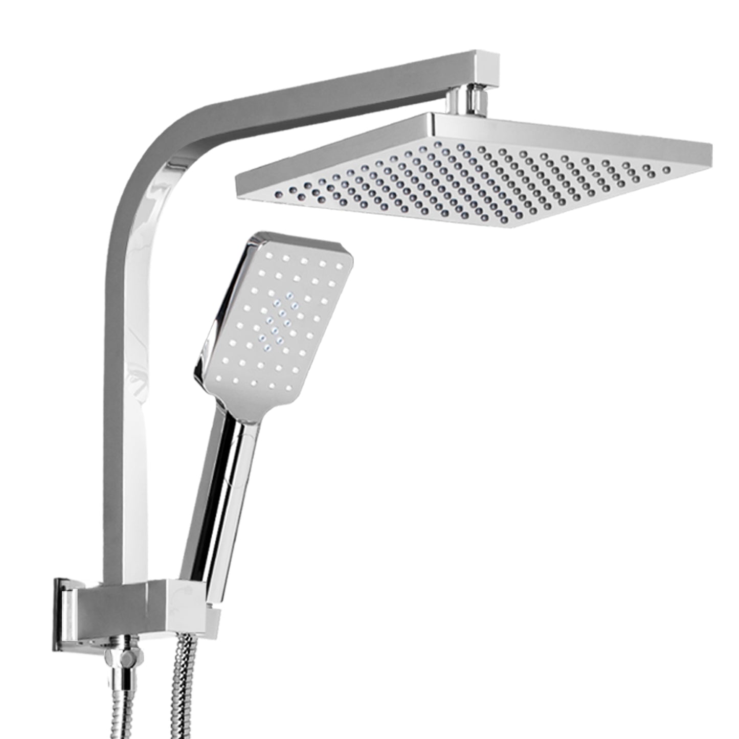 Cefito 8'' Rain Shower Head Set Handheld Square High Pressure Chrome-0