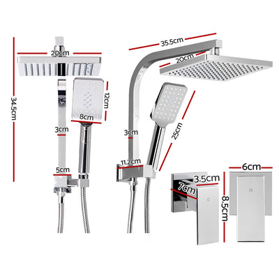 Cefito 8'' Rain Shower Head Set Handheld Round High Pressure wins Tap Chrome-1