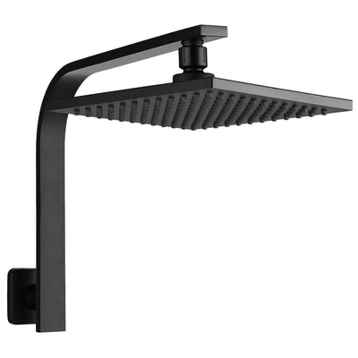 Cefito 8'' Rain Shower Head Wall Arm Square High Pressure Black-0