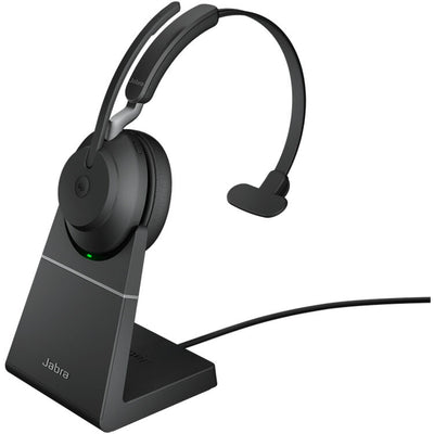 Jabra Evolve2 65 MS Mono Bluetooth Headset, Black Link 380 USB-A and Charging Stand USB-A, Passive Noise-cancelling, 2ys Warranty, 3-Microphone Call-0