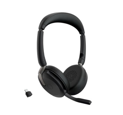 Jabra Evolve2 65 Flex MS Teams, Stereo Bluetooth Headset, Link380c USB-C Dongle, Foldable Design, 2Yr Warranty ANC, 20 hours battery life, 30m Range-0