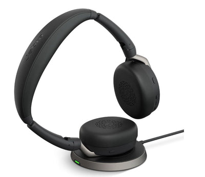 Jabra Evolve2 65 Flex UC Stereo Bluetooth Headset, Link380c USB-C Dongle & Wireless Charging Stand Included, Foldable Design, 2Yr Warranty, ANC-0