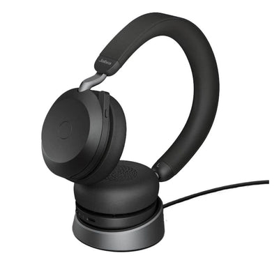 Jabra Evolve2 75 USB-A Link380a MS Stereo Stand Black,  8-Mic Technology, 36 Hours Battery & Fast Charge, Dual-Foam Tech, Discreet Hide-Away Boom Arm-0