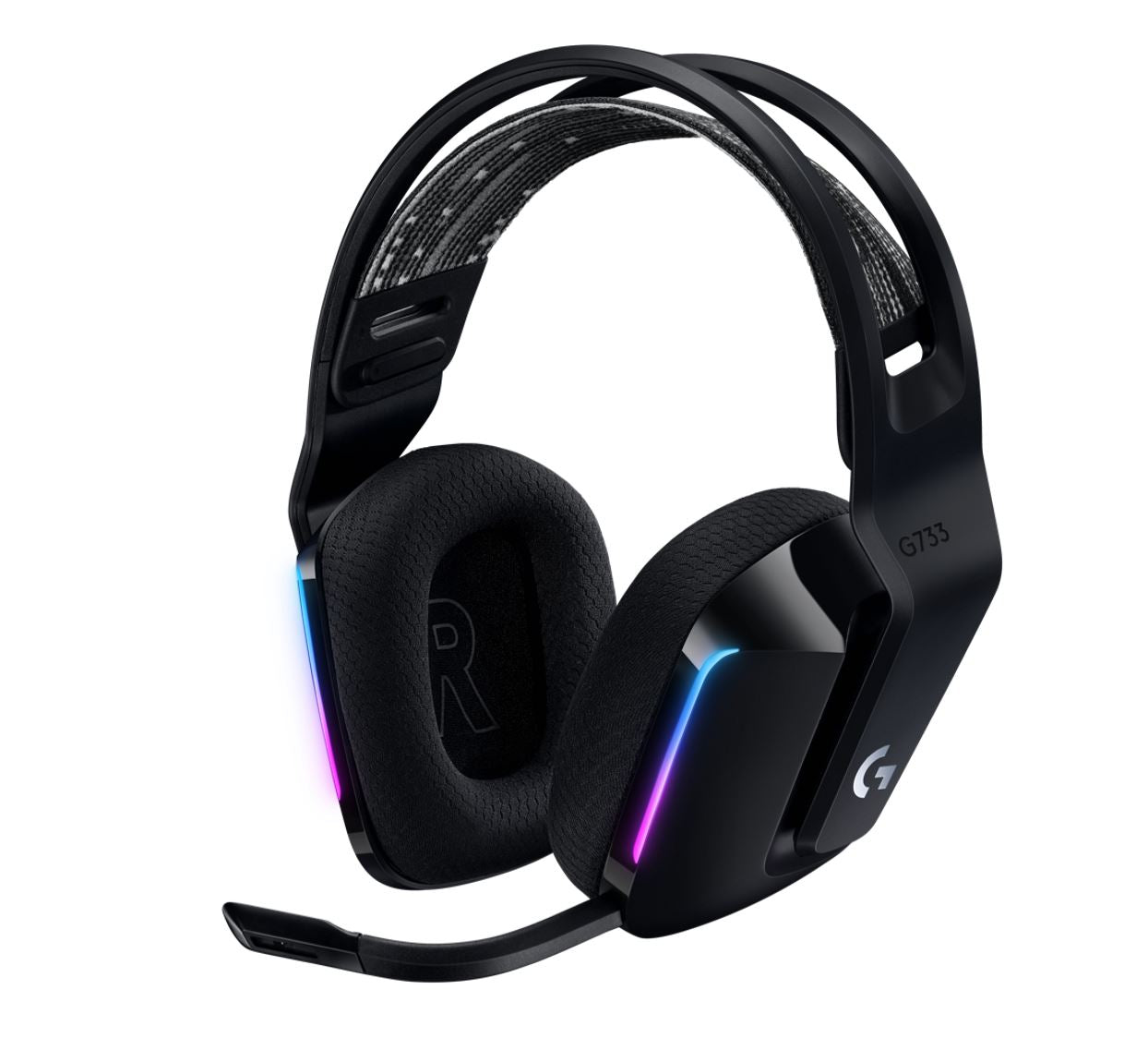 Logitech G733 Lightspeed Wireless RGB Gaming Headset Black USB Headphones Frequency Response: 20 Hz - Detchable Cardioid Unidirectional Microphone-0