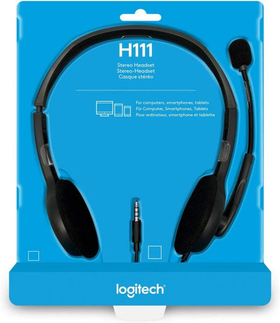 Logitech H111 Strereo Headset (Single 3.5mm Jack) Cable length: 7.71 ft (2.35 m)  2-Year Limited Hardware Warranty-0