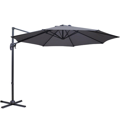 Instahut 3m Outdoor Umbrella Cantilever 360 Degree Tilt Beach Roma Charcoal-0