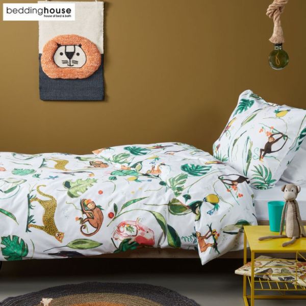 Crazy Jungle Kids Cotton Percale Multi Quilt Cover Sets by Bedding House Single-0