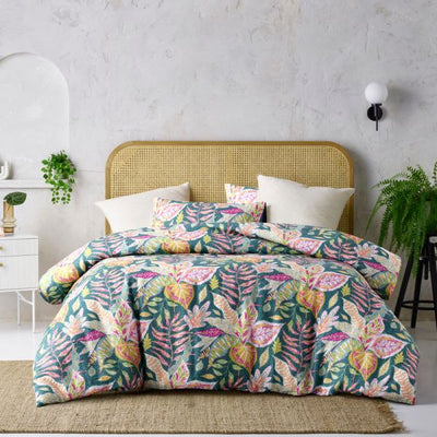 Carmila Linen Cotton Printed Quilt Cover Set by Accessorize Queen-0