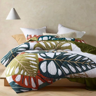 Monstera Digital Printed 3 Piece Comforter Set by Accessorize Queen-0