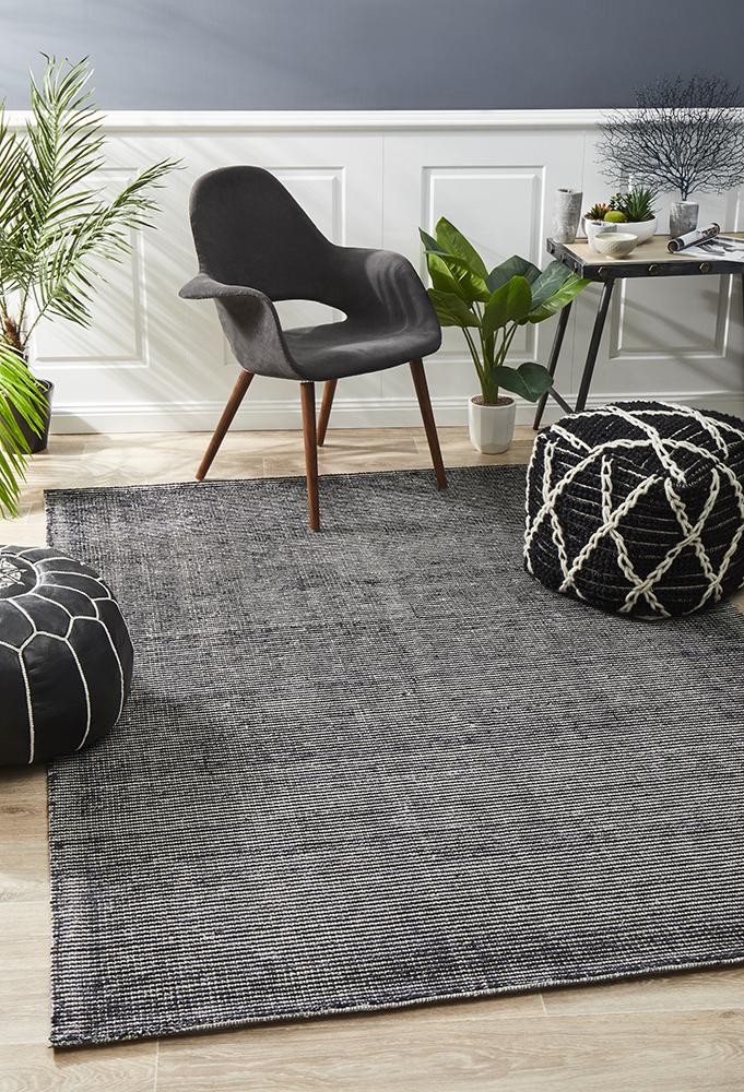 Allure Black Cotton Rayon Rug by Rug Culture - 225X155CM-0