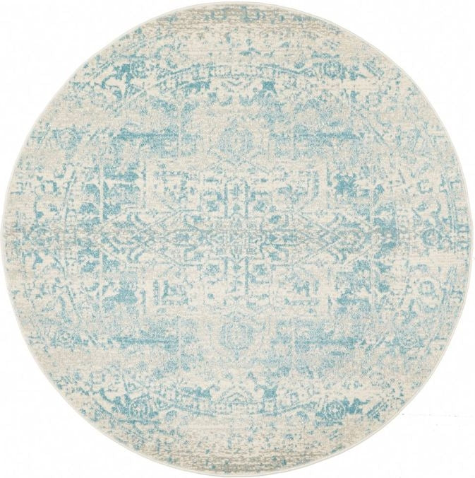 Evoke 253 White Blue Round by Rug Culture -240X240CM - ROUND-0