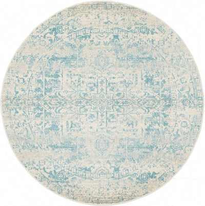 Evoke 253 White Blue Round by Rug Culture -240X240CM - ROUND-0