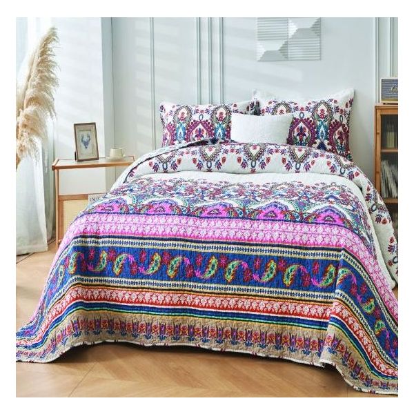 St Clair 100% Cotton Quilted 2 pcs Bedspread Coverlet Set King Single-0