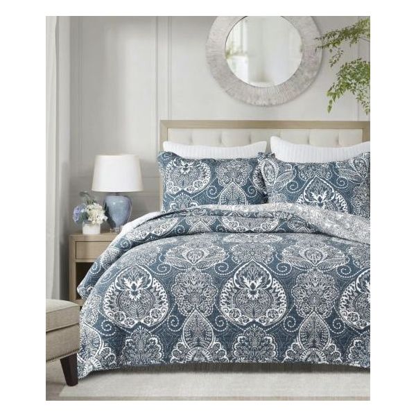 Night Reflection 100% Cotton Quilted 3 pcs Bedspread Coverlet Set King-0