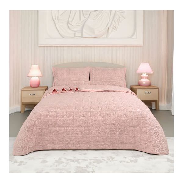 Crystal Rose 100% Cotton Quilted 2 pcs Bedspread Coverlet Set King Single-0