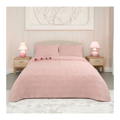 Crystal Rose 100% Cotton Quilted 2 pcs Bedspread Coverlet Set King Single-0