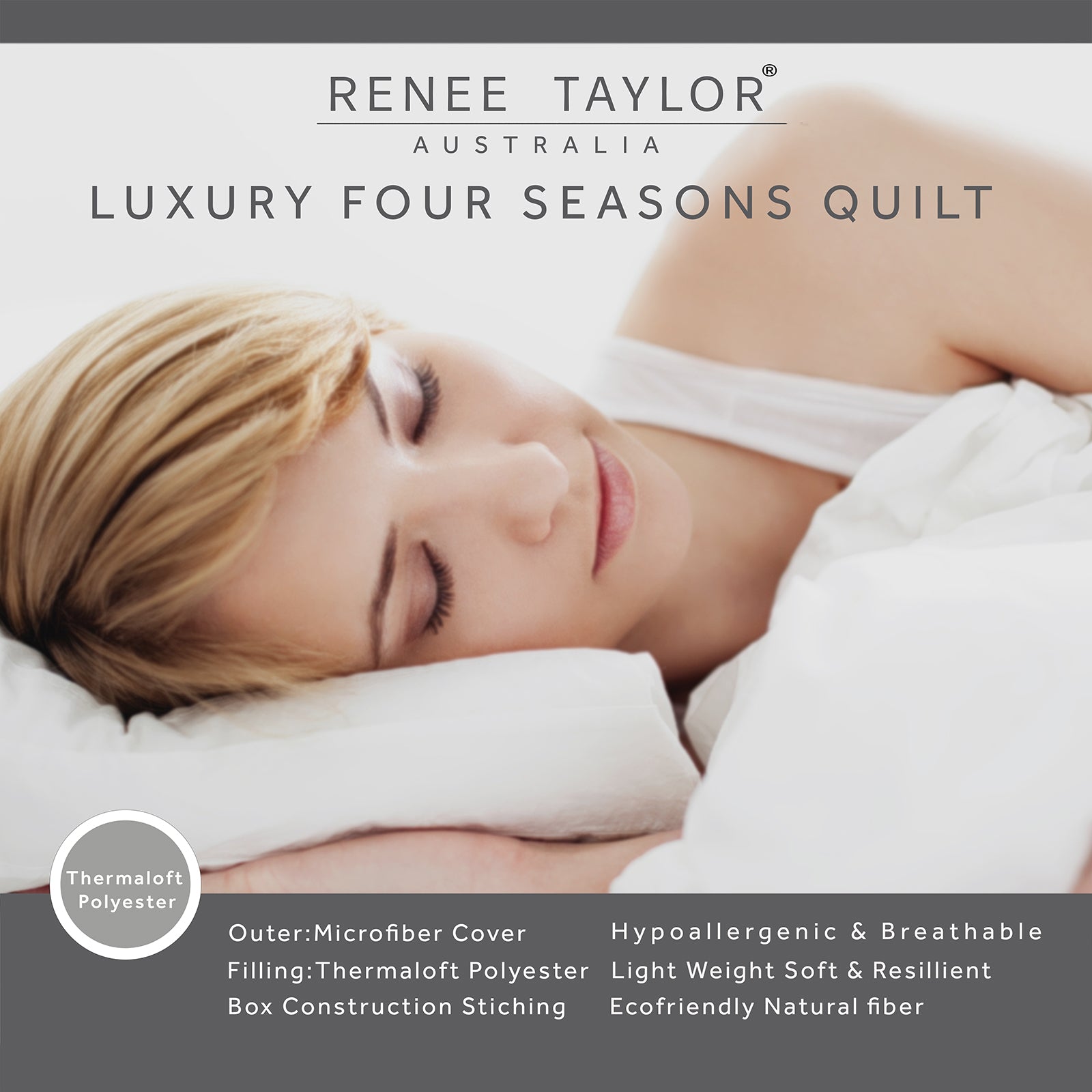 400 GSM Luxury All Season Thermaloft Microfiber Quilt by Renee Taylor Queen-0