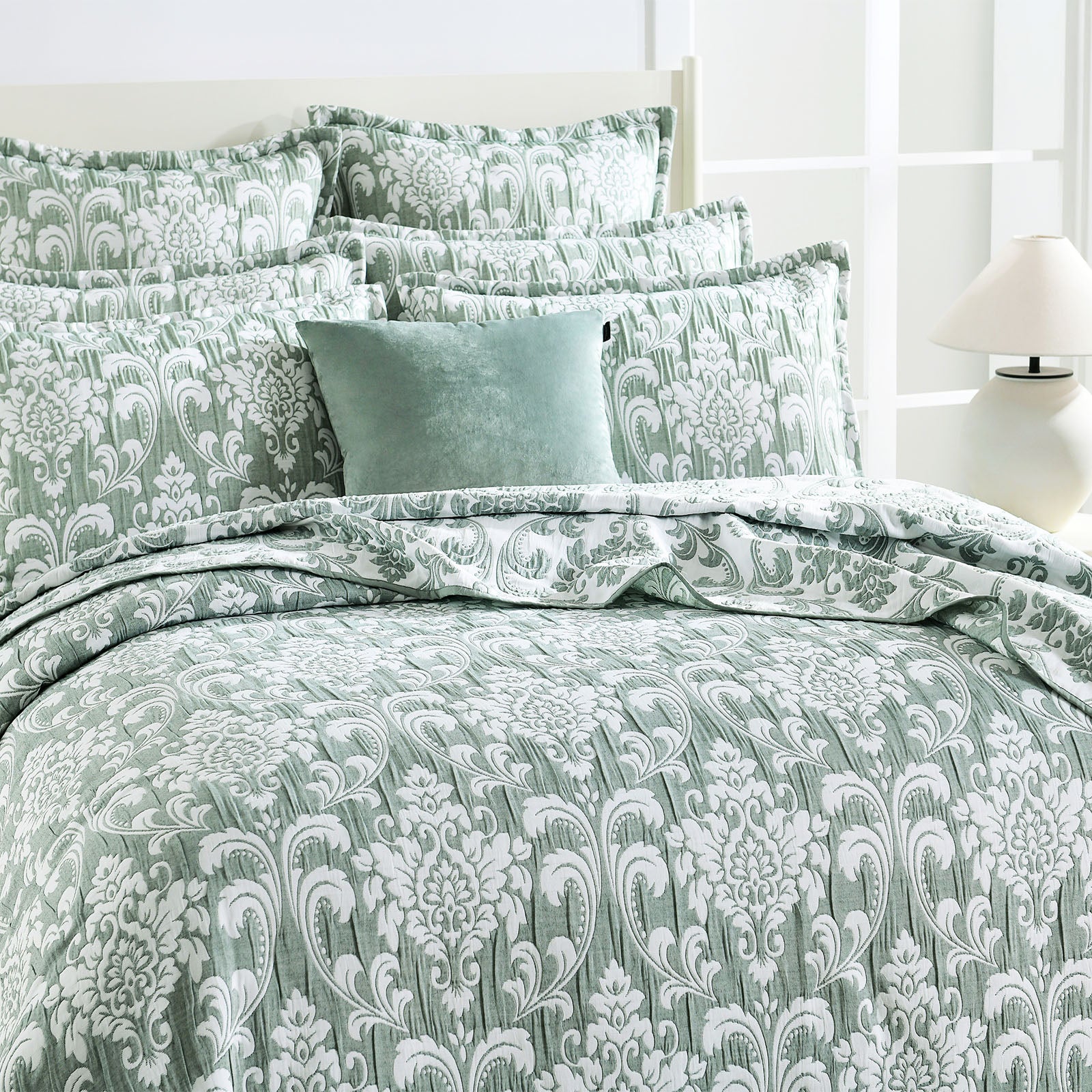 Tahlia Jacquard Jade Coverlet Set by Renee Taylor Single/Double-0