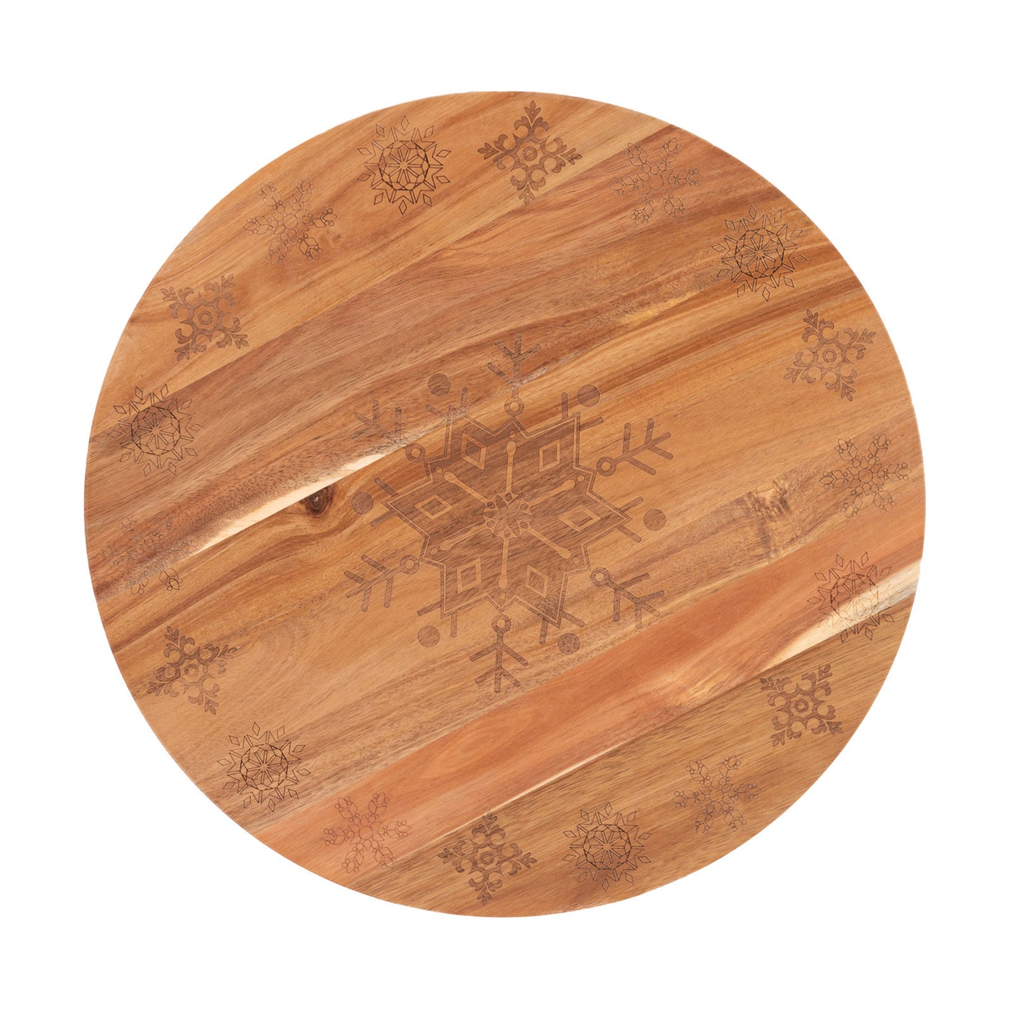 Bread and Butter 18 Inch Wooden Lazy Susan Tray - Wood Snowflake-0