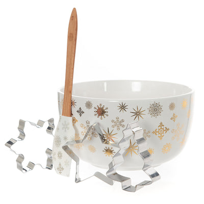 Bread and Butter Electroplate Snowflake Mini Mix Bowl Set - Gold-0