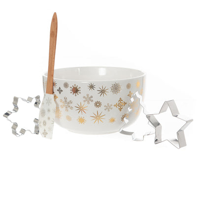 Bread and Butter Electroplate Snowflake Mini Mix Bowl Set - Gold-1