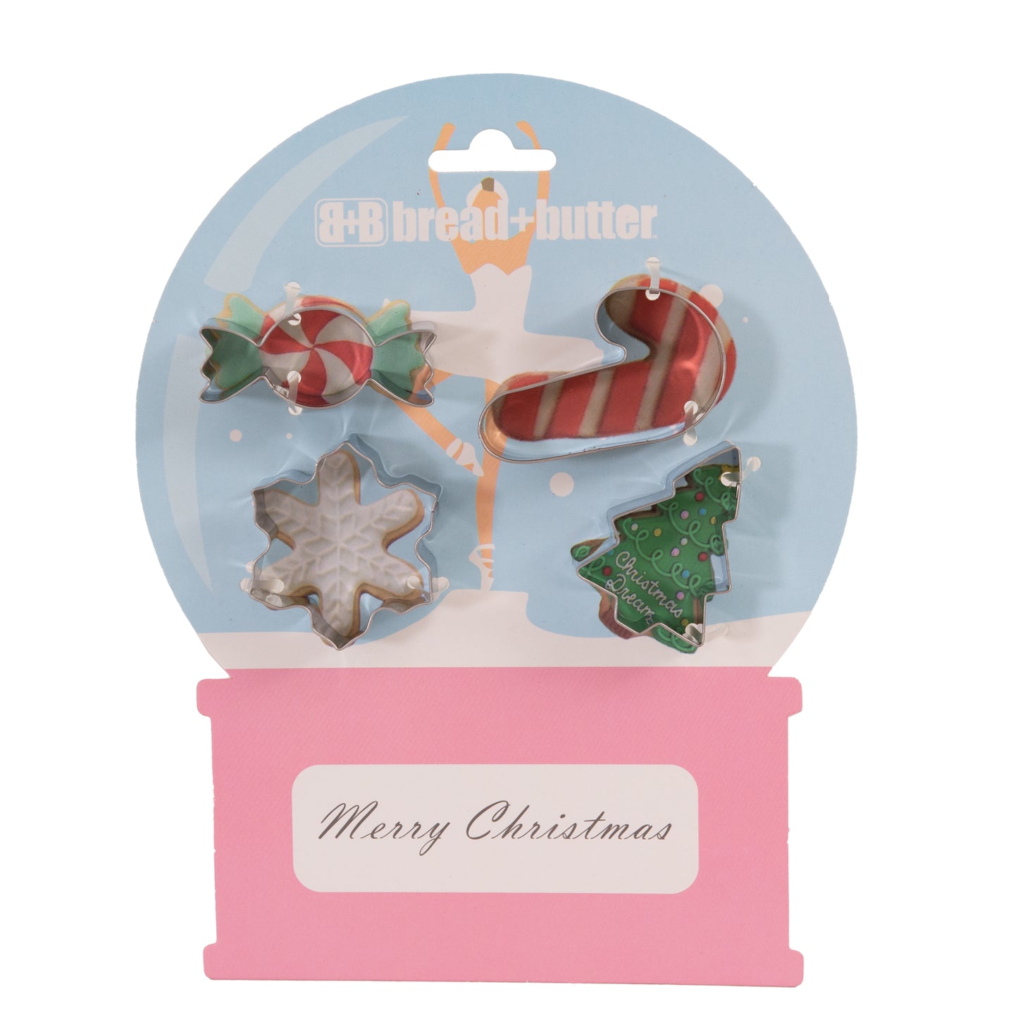 Bread and Butter Cookie Cutter - Snowglobe, Card, Tree, Candy Cane - 4 Pack-0