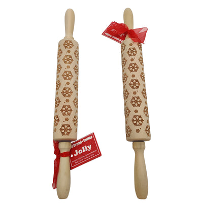 Bread and Butter Laser Etch Wooden Rolling Pin - Snowflake-0