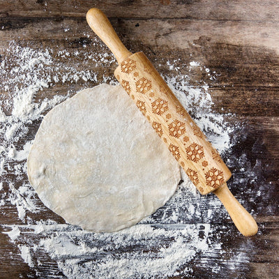 Bread and Butter Laser Etch Wooden Rolling Pin - Snowflake-1